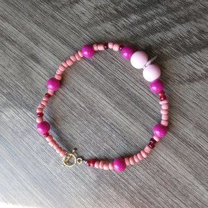 Peach- Pink and Red Peach Charm Bracelet